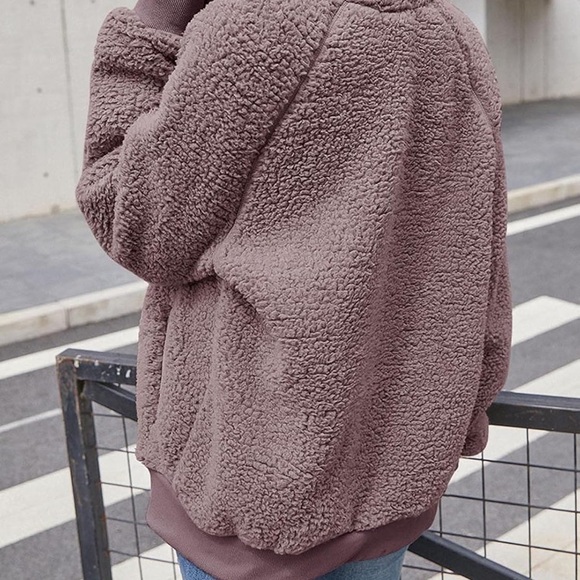 Merokeety Winter Long Sleeve Sherpa Jacket Coat - Picture 6 of 7